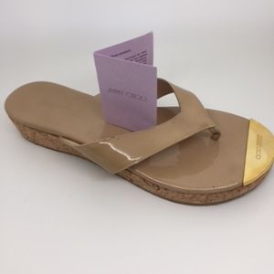Beige Jimmy Choo Thong Wedge